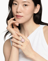 Albion® Oval Ring in Sterling Silver with Pink Opal and Diamonds, 21mm